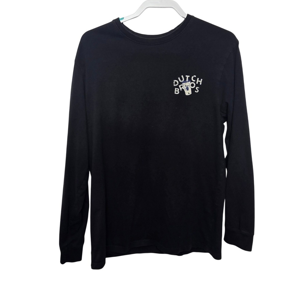 Dutch Bros Coffee Long Sleeve Shirt Mens Large Black Tiger Graphic Tee